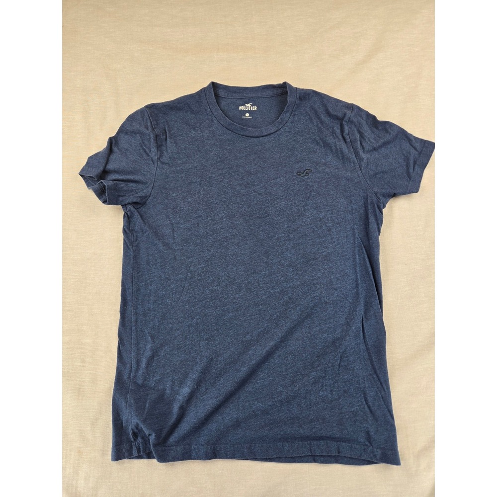 Hollister Mens Navy Blue Heathered Crew Neck Short Sleeve T-Shirt Size M Logo